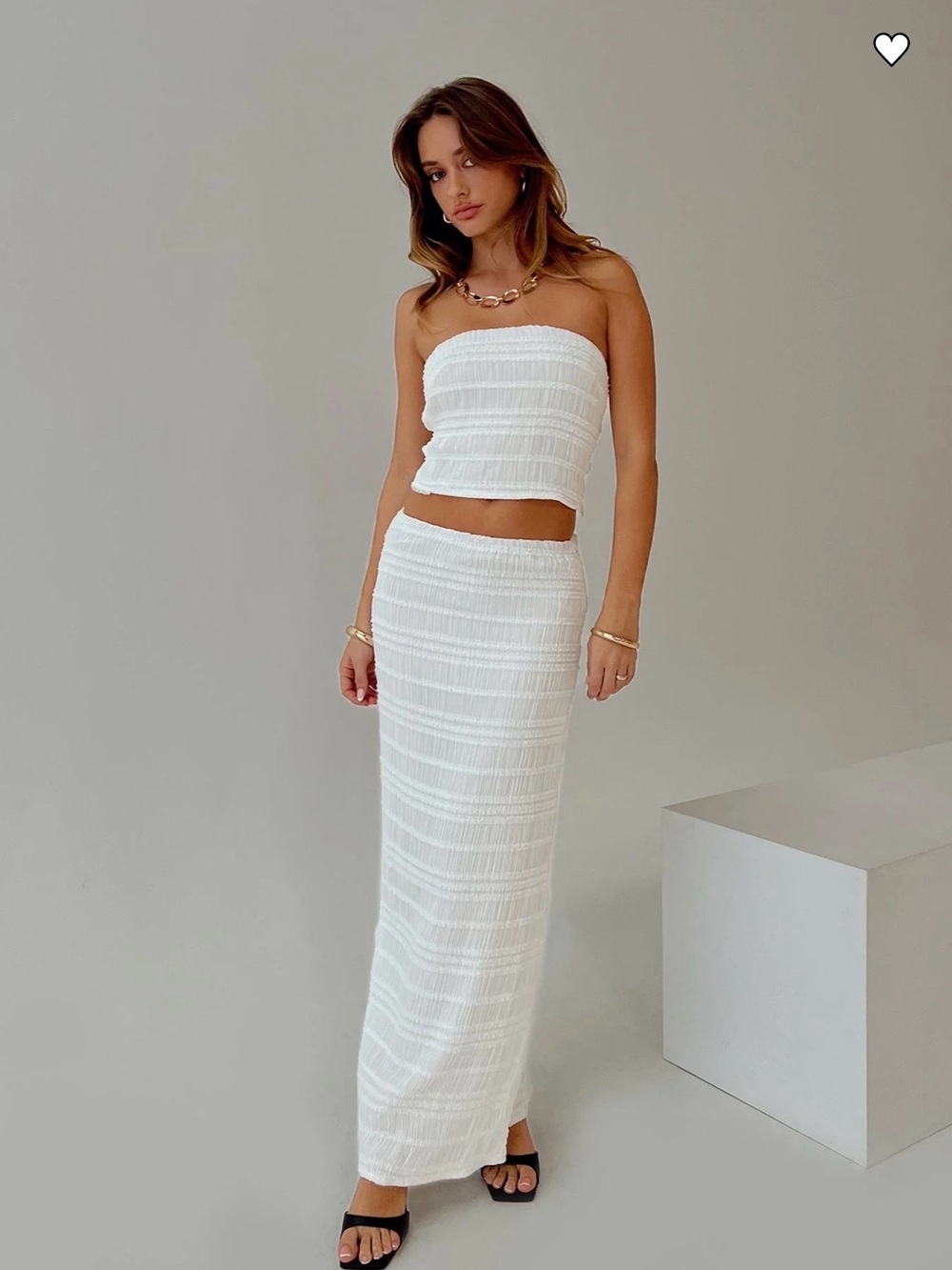 Princess Polly White Smocked Maxi Skirt